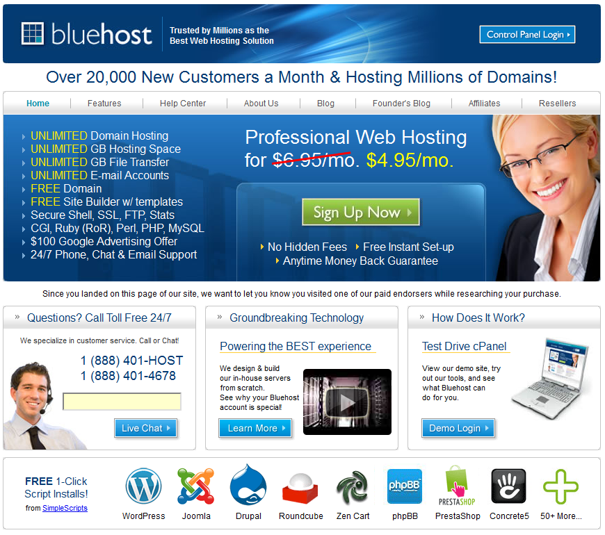 Bluehost website