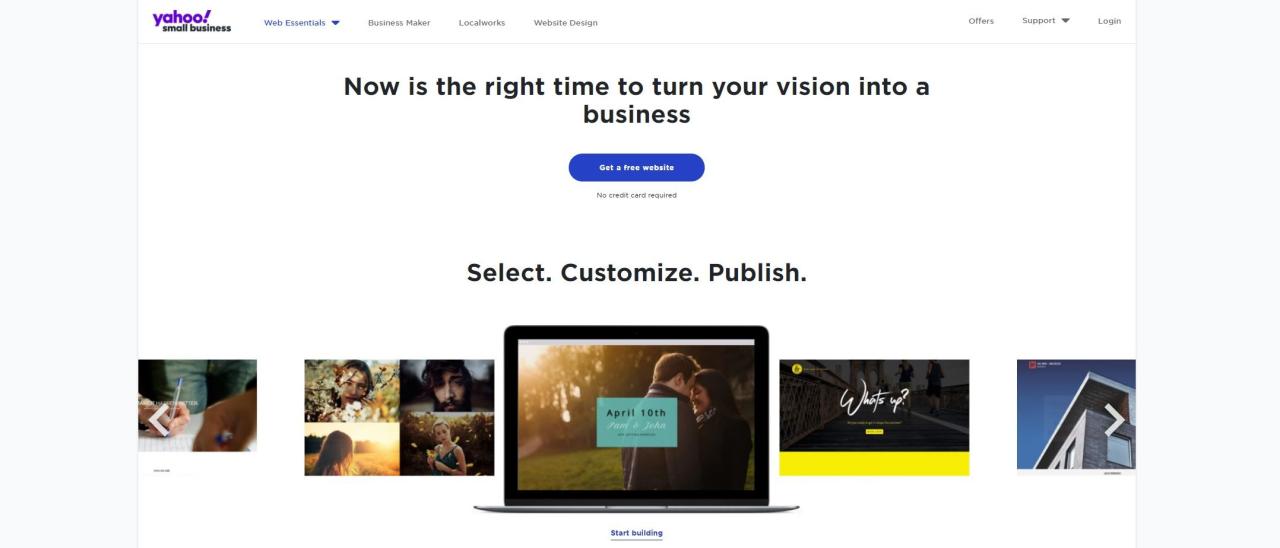 Yahoo website builder