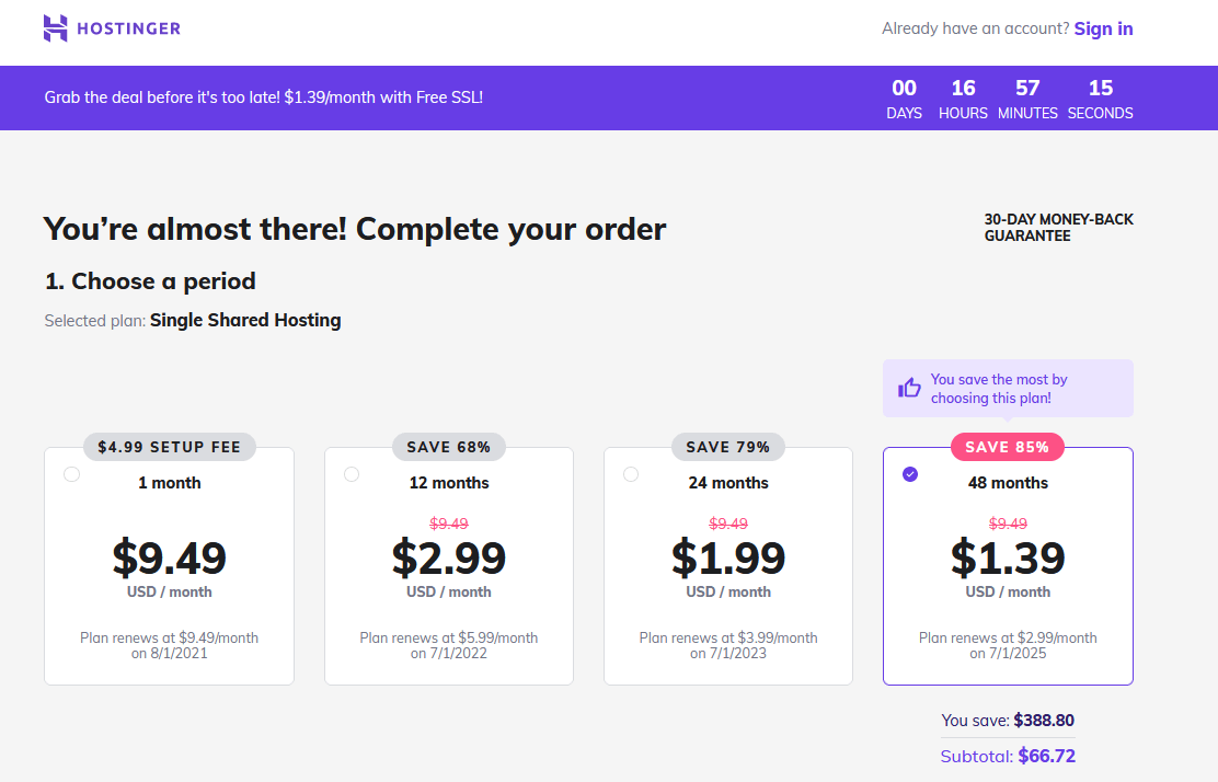 Website hosting charges per year