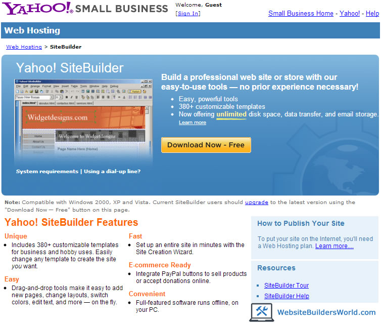 Yahoo web sitebuilder waste find great review time